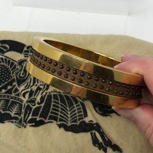 Burberry Stud Leather & Gold Bangle Bracelet